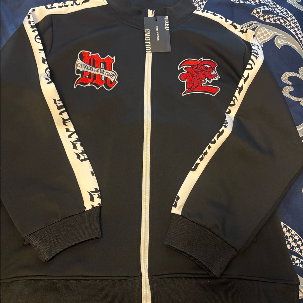 Mixed Emotions Black and White fleece Full-Zip Jacket